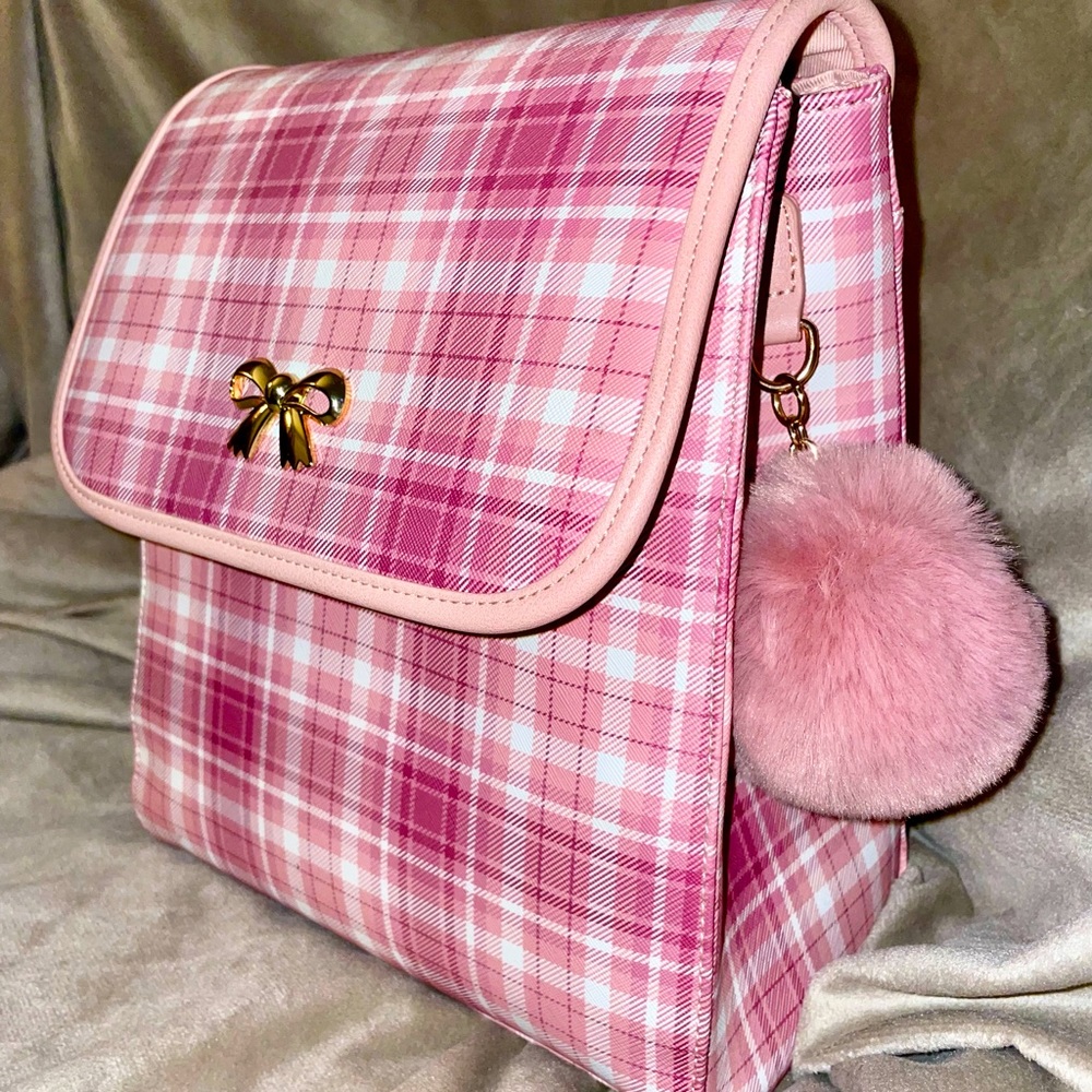 Pink plaid mini backpack - Picture 2 of 4